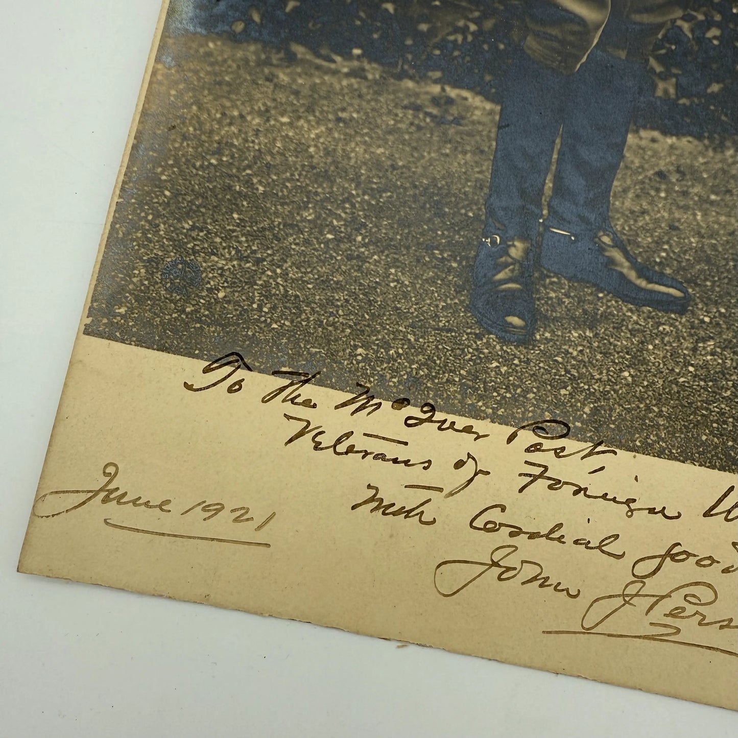 Gen. John "Blackjack" Pershing in full dress uniform — Signed, inscribed photo — Framed