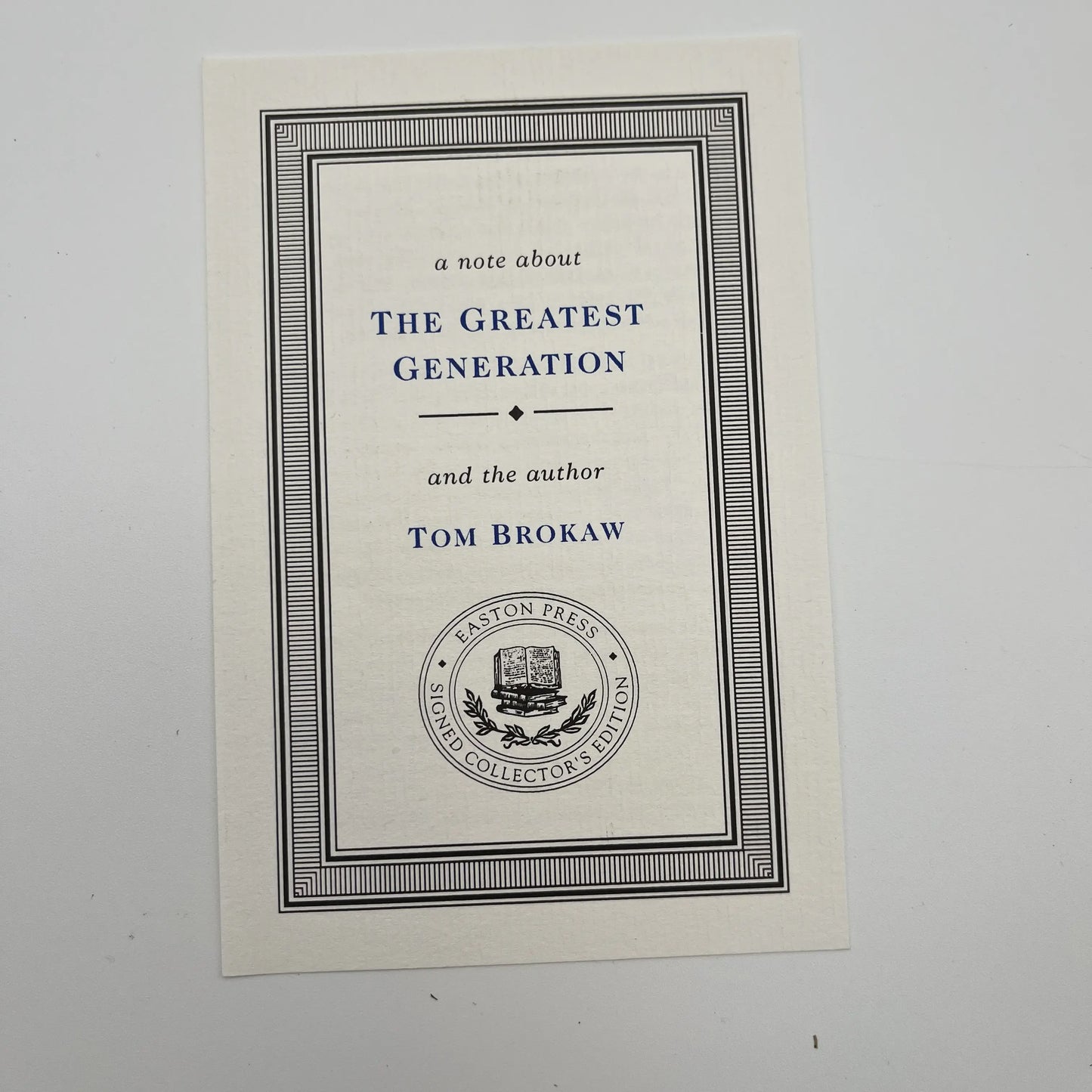 "The Greatest Generation" Signed by Tom Brokaw - Leather-bound, gilt-edged Easton Press edition 4