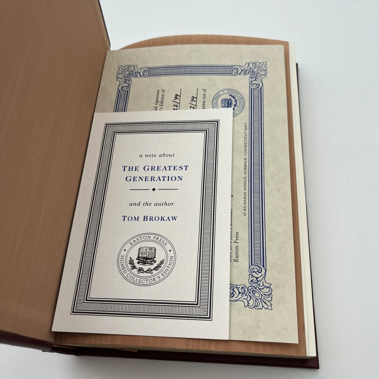 "The Greatest Generation" Signed by Tom Brokaw - Leather-bound, gilt-edged Easton Press edition 4