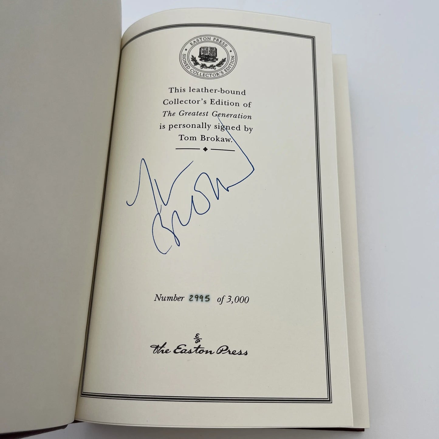 "The Greatest Generation" Signed by Tom Brokaw - Leather-bound, gilt-edged Easton Press edition 4