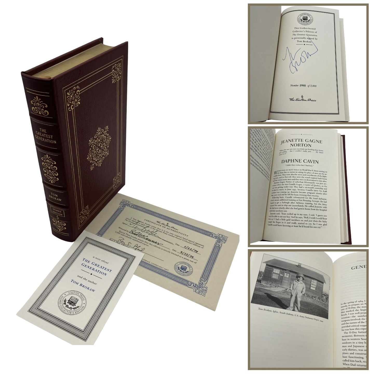 "The Greatest Generation" Signed by Tom Brokaw - Leather-bound, gilt-edged Easton Press edition 4