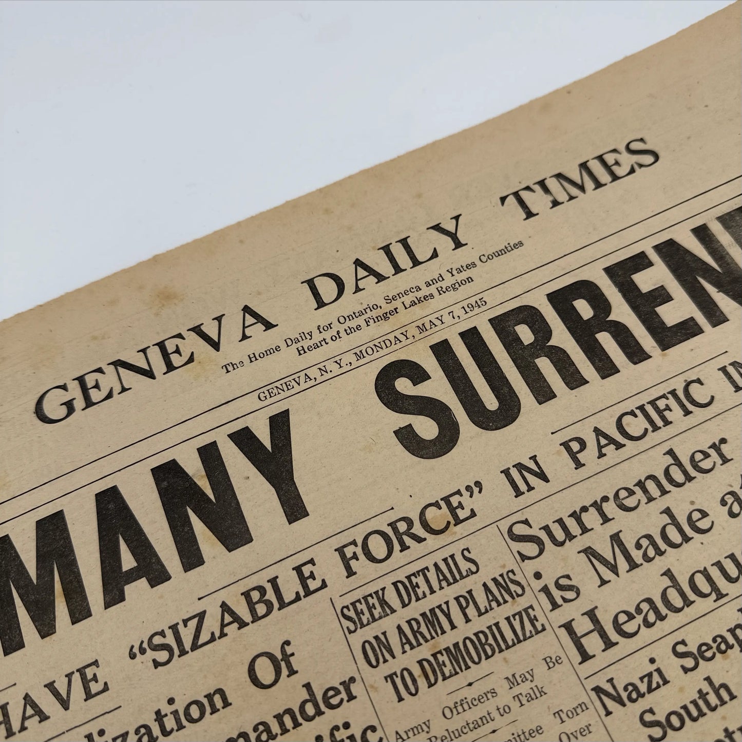 Geneva Daily Times — Germany Surrenders! — May 7, 1945