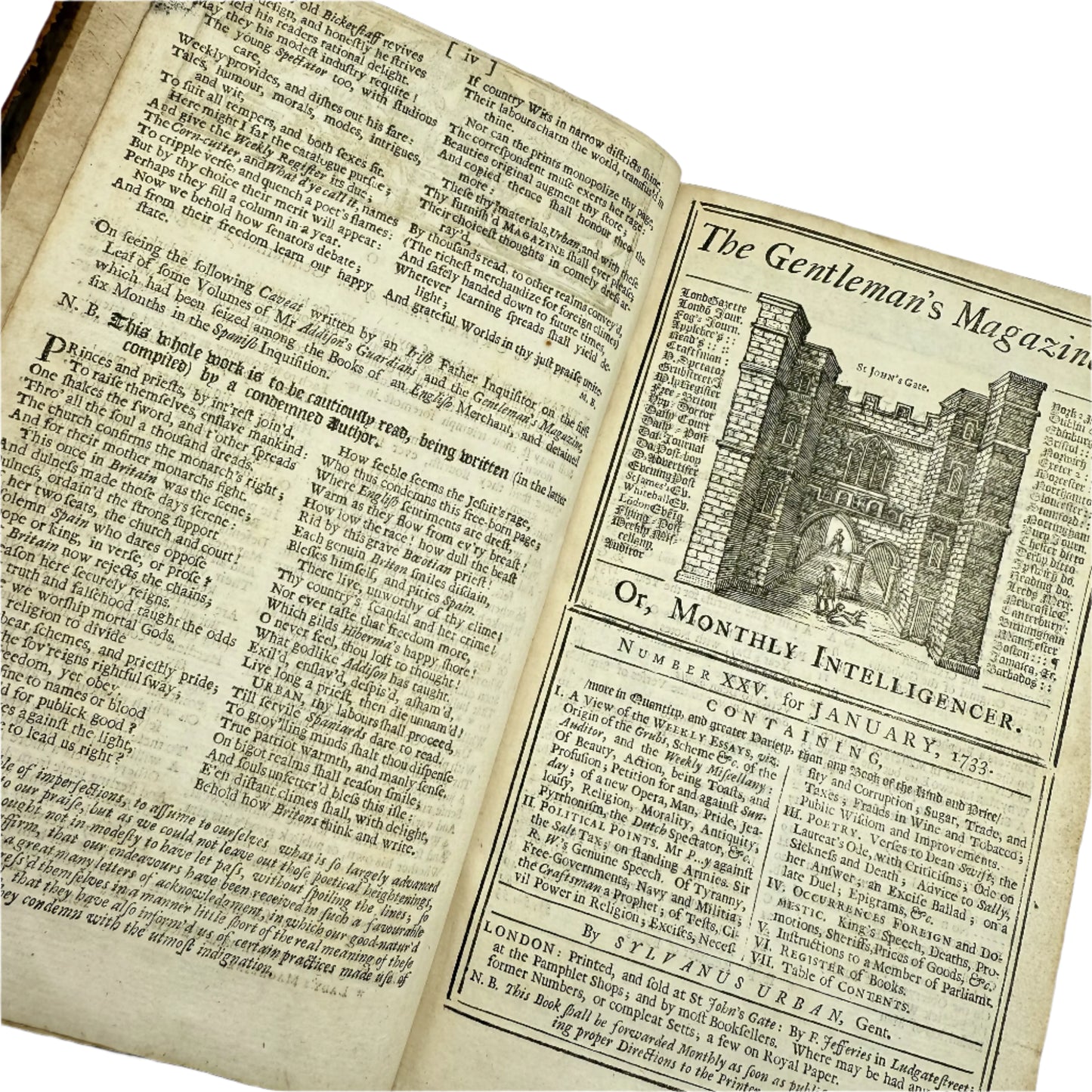 "The Gentleman's Magazine or Monthly Intelligencer for the Year 1733"