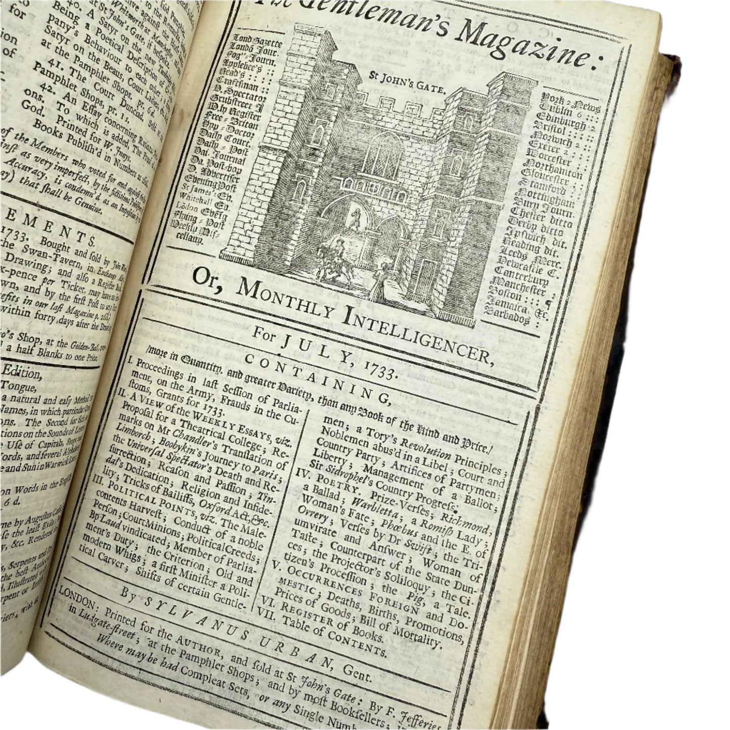 "The Gentleman's Magazine or Monthly Intelligencer for the Year 1733"