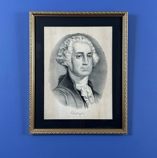 Currier & Ives portraits of George and Martha Washington — Framed