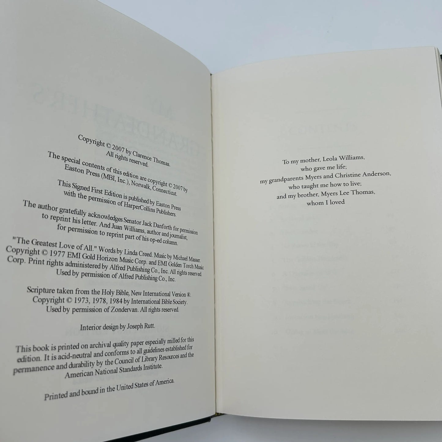 "My Godfather's Son: A Memoir" - Signed by Supreme Court Justice Clarence Thomas - Leather-bound, gilt-edged limited edition