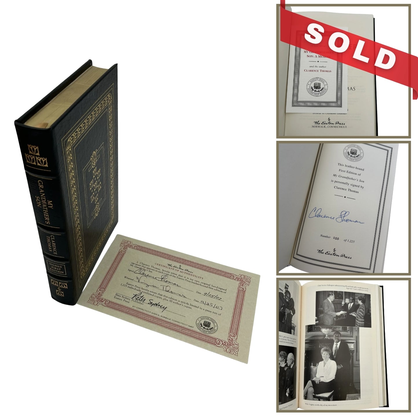 "My Godfather's Son: A Memoir" - Signed by Supreme Court Justice Clarence Thomas - Leather-bound, gilt-edged limited edition