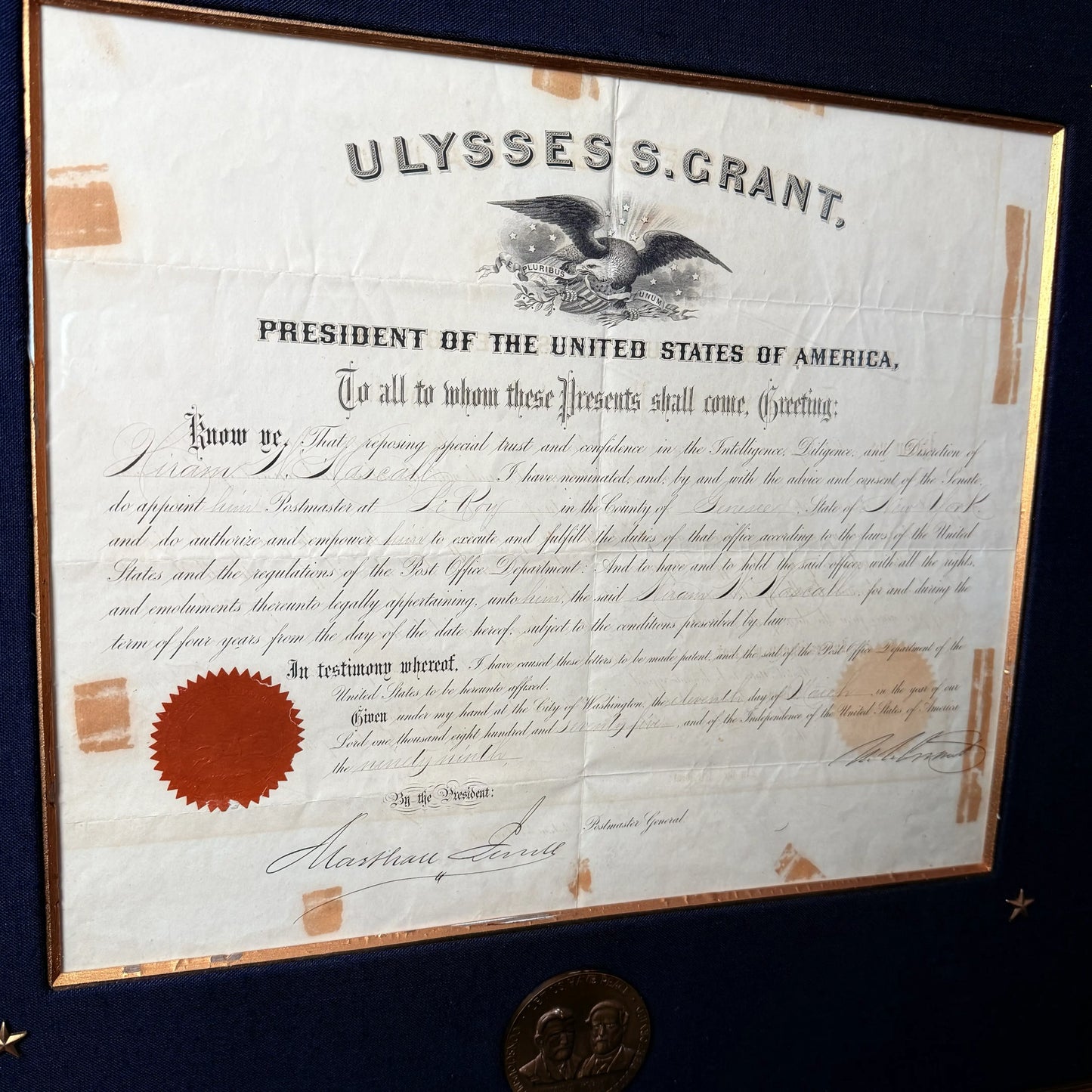 1875 Presidential Appointment Signed by Ulysses S. Grant