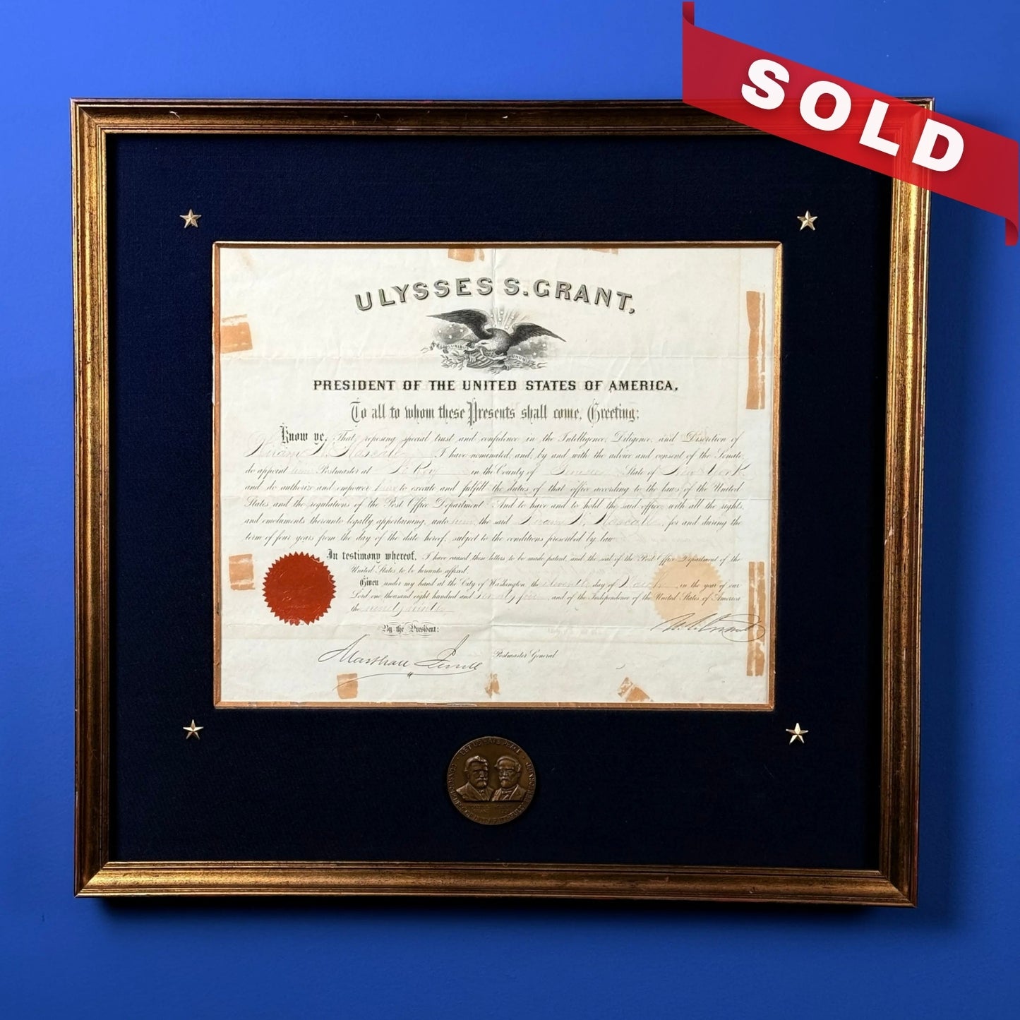 1875 Presidential Appointment Signed by Ulysses S. Grant