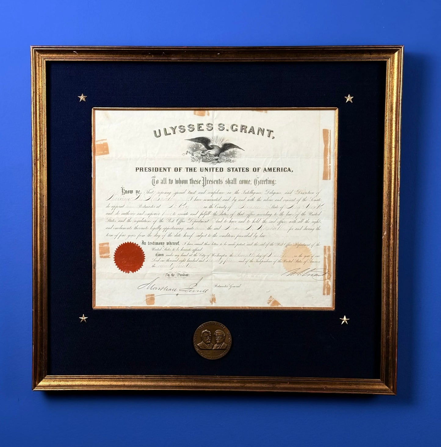 1875 Presidential Appointment Signed by Ulysses S. Grant