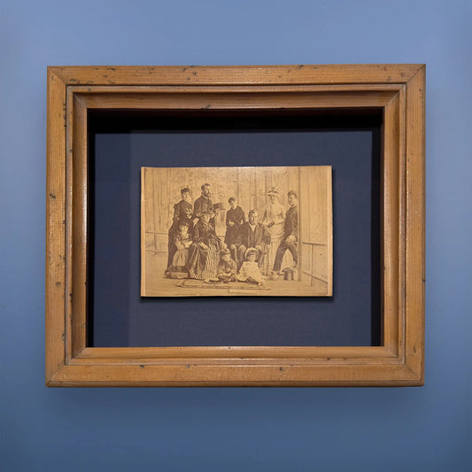 Photograph of Grant and his family on their porch shortly before his death — Framed