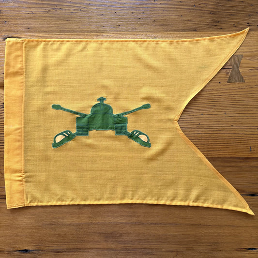 Guidon flag — Army Armor — Yellow with green — 20" x 28" — Nylon and wool