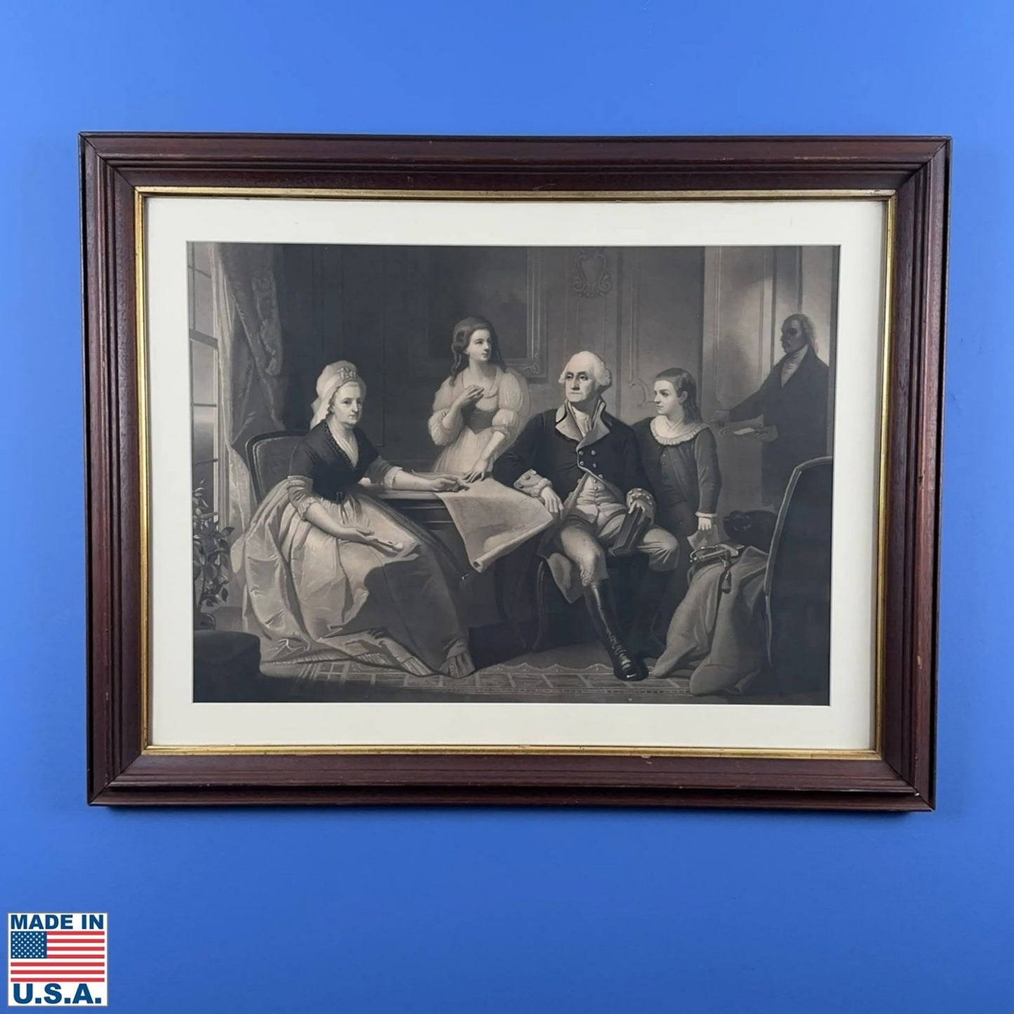 1884 "Washington And His Family" Mezzotint Engraving — Framed Proof from The History List store
