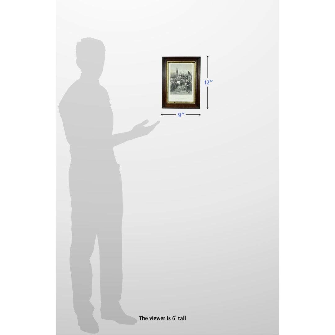 "Washington Taking Command of the Army" — 1858 engraving in an antique frame