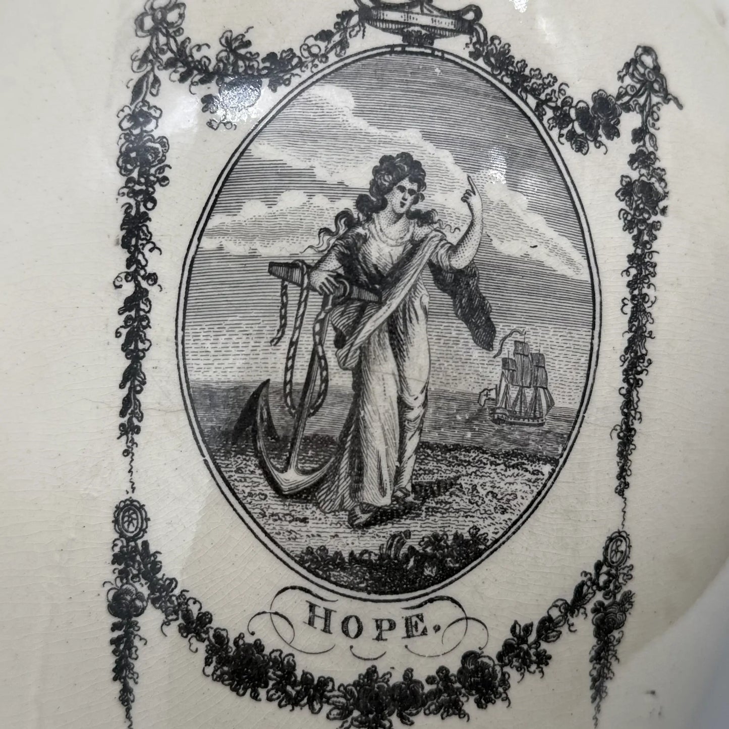 George Washington "Ascending Into Glory" Creamware Transfer Pitcher — c. 1800