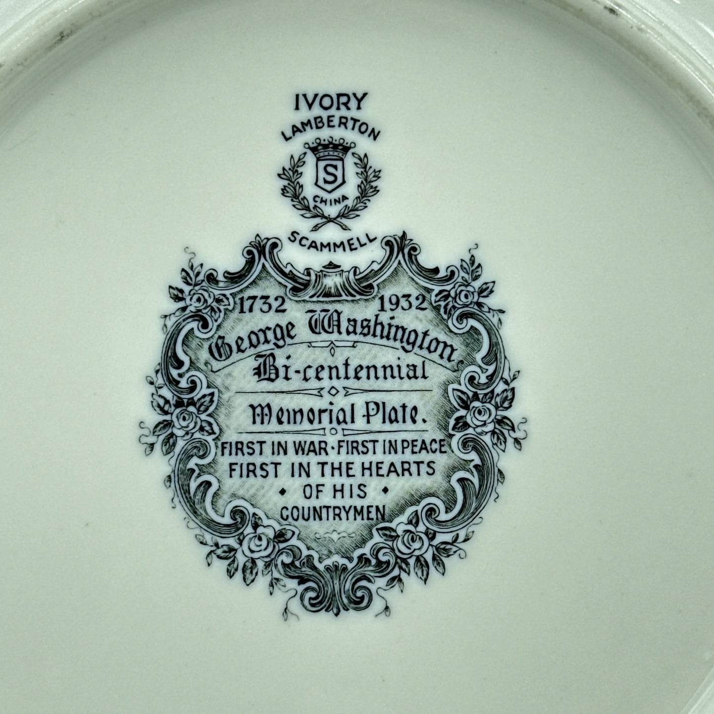 Rare George Washington Bicentennial Memorial Plate — 1932