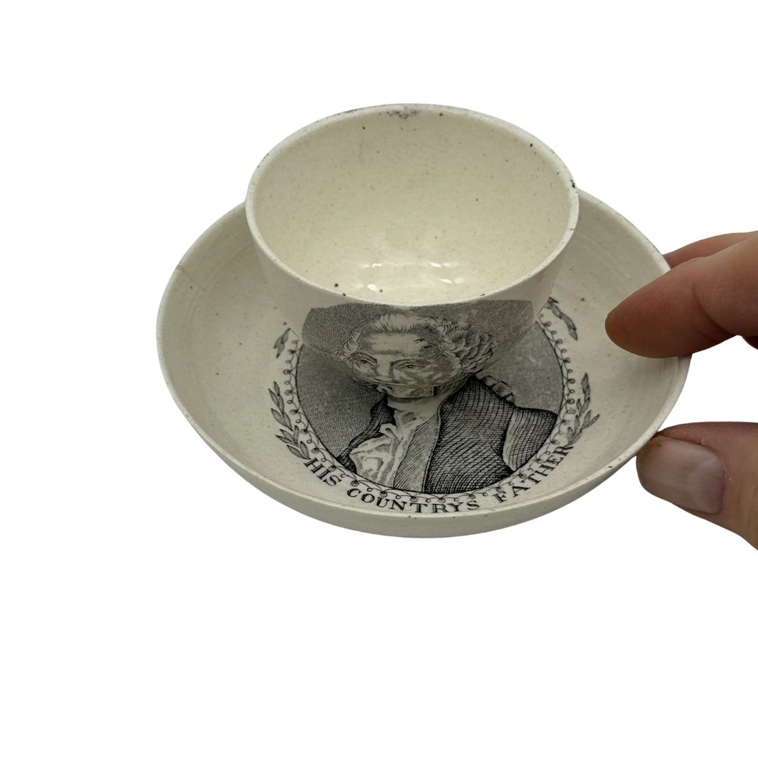 Washington and Lafayette Transferware Cup and Saucer