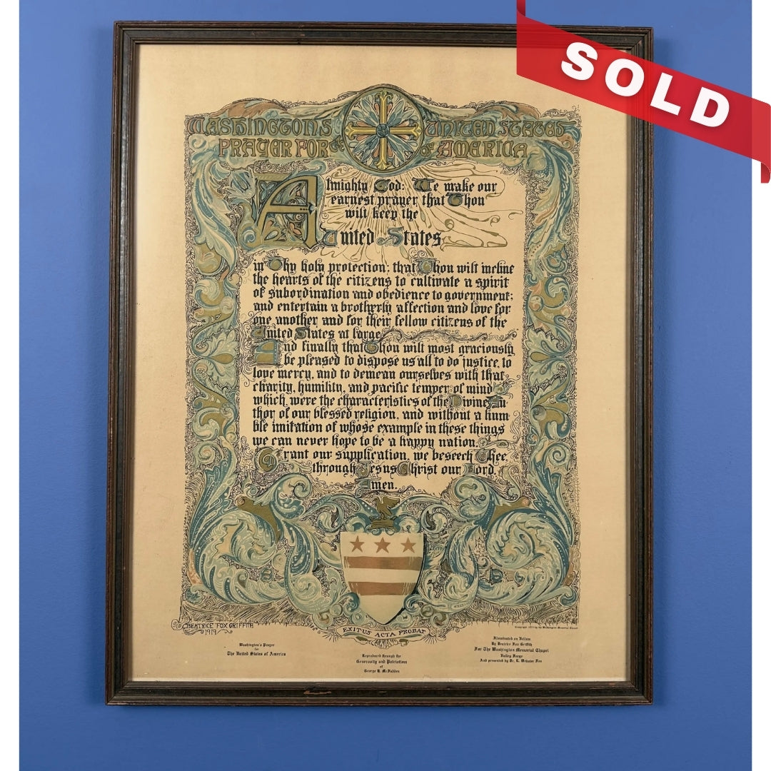 Washington's Prayer for United States of America — Framed
