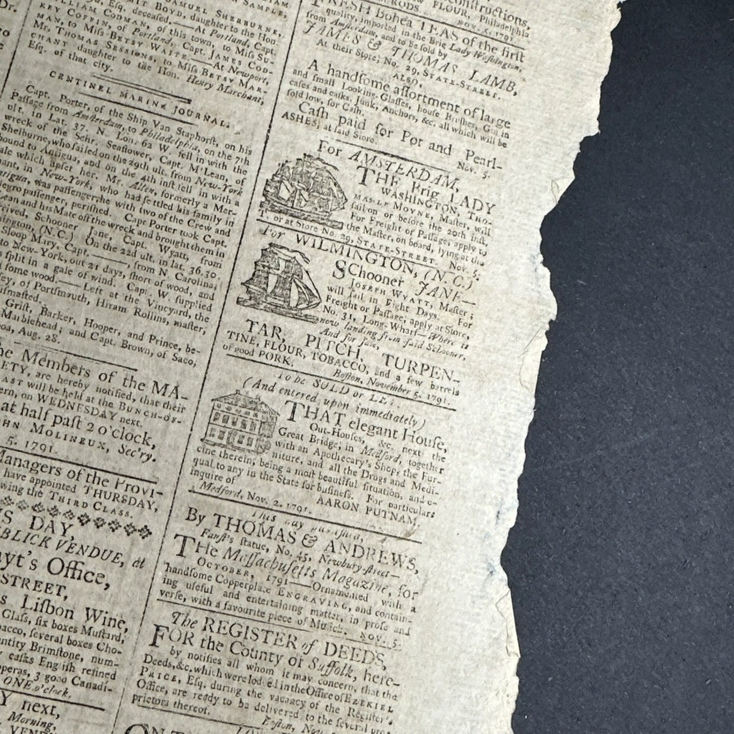 1791 Newspaper reporting Washington’s State of the Union Address