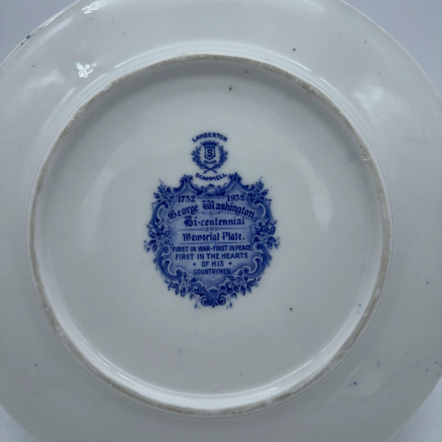 George Washington Bi-Centennial Memorial Plate — 1732 - 1932 — Lamberton Scammell
