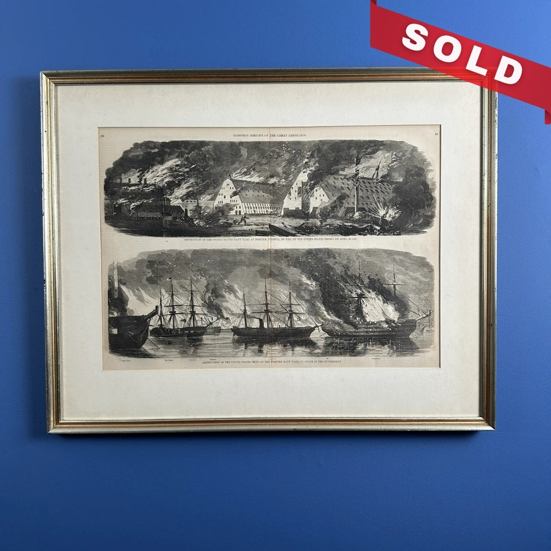 Framed Harpers Magazine Double-page spread of the early days of the Civil War