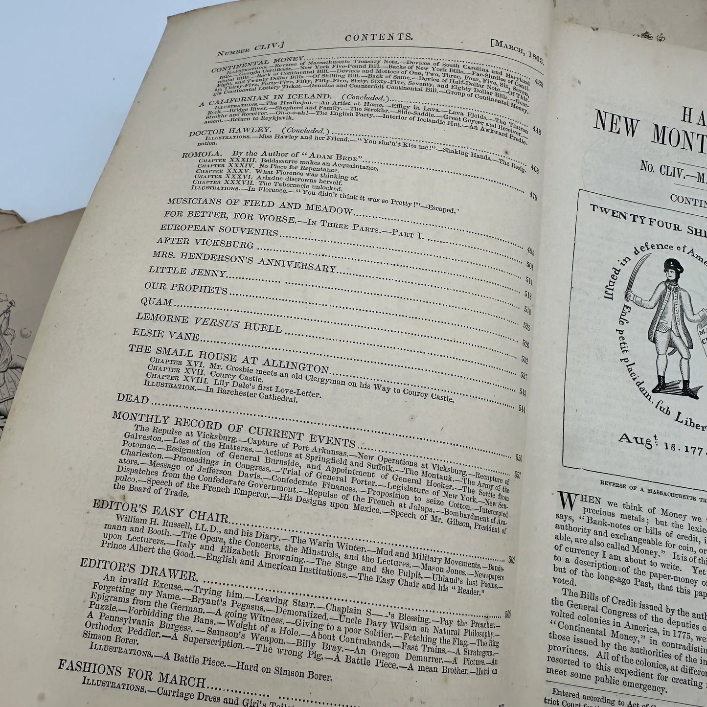 "Harper's New Monthly Magazine" — All 12 issues for the year 1863, with major Civil War news