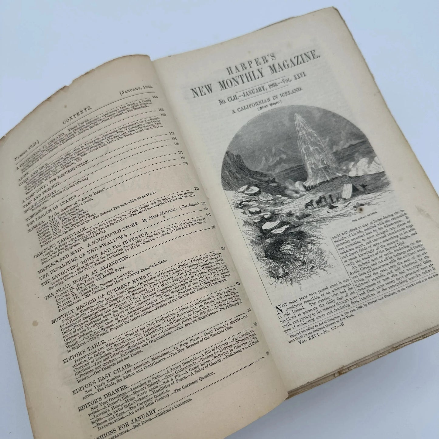 "Harper's New Monthly Magazine" — All 12 issues for the year 1863, with major Civil War news