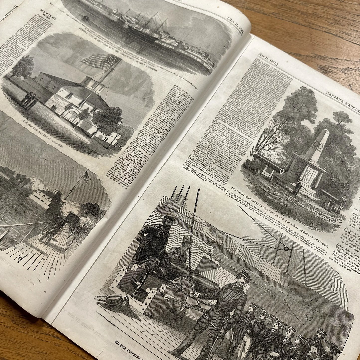 "Harper's Weekly" for May 11, 1861 with a large illustration of the 69th Irish regiment embarking on USS James Adger for the war
