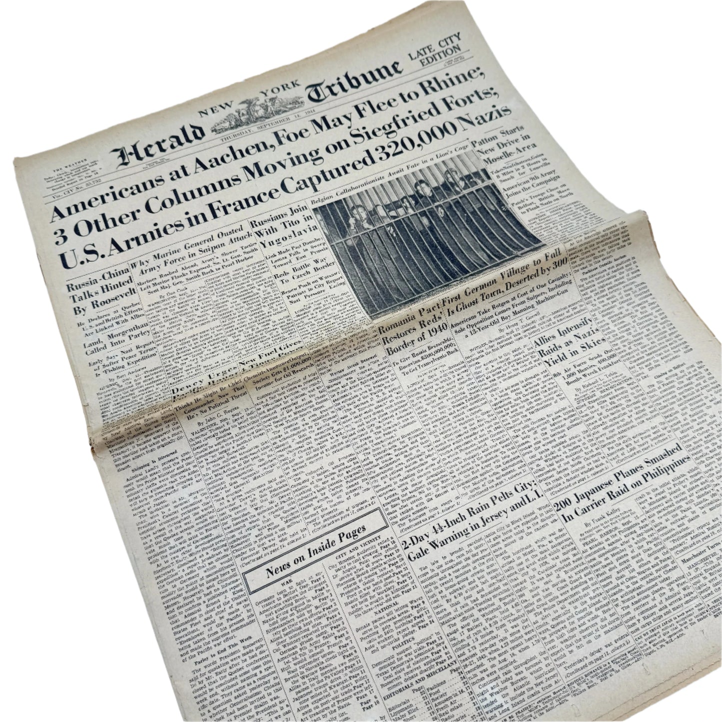 The Sun — September 2, 1944 and the New York Herald Tribune — September 14, 1944 — Sold as a set