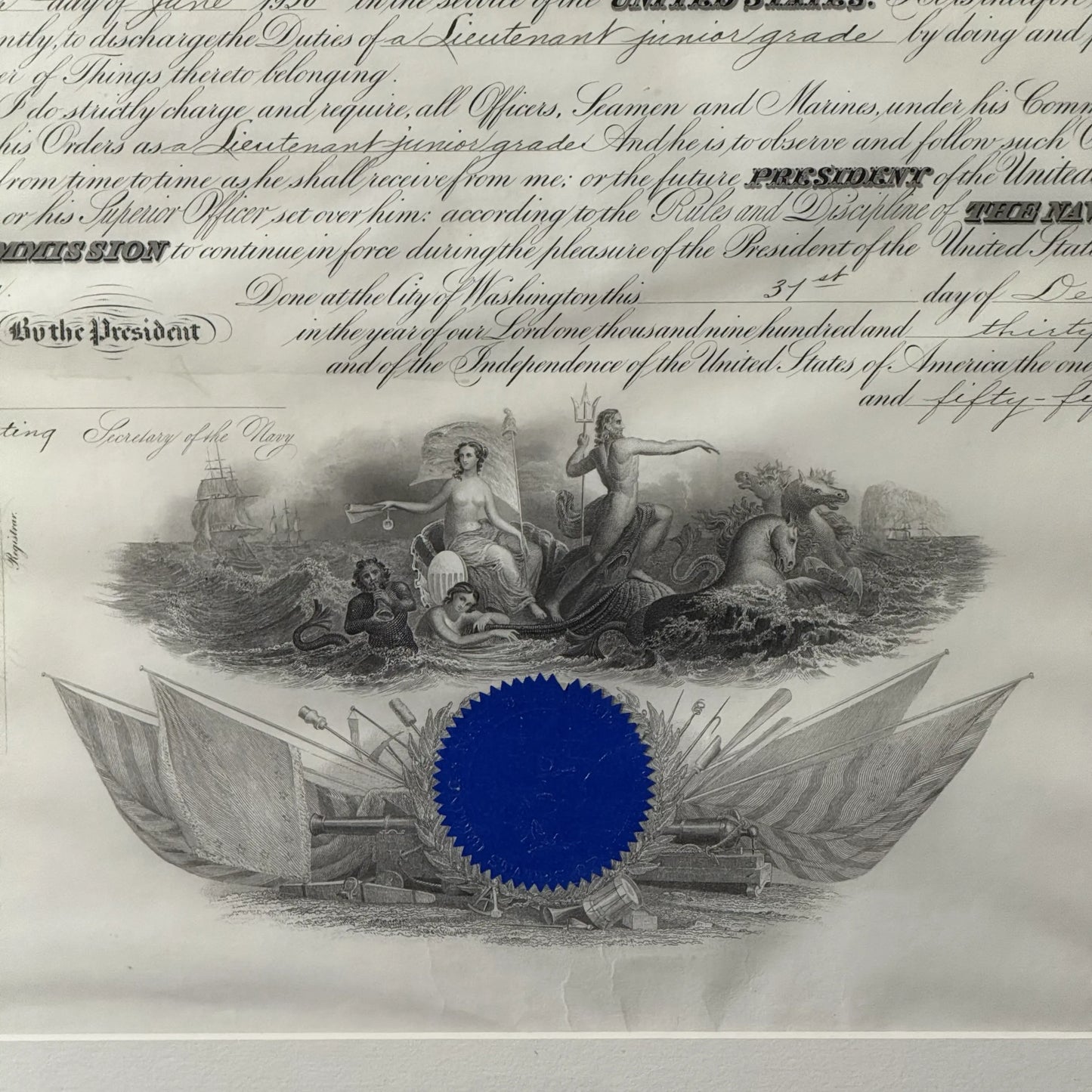 Herbert Hoover Navy Appointment — December 31, 1930