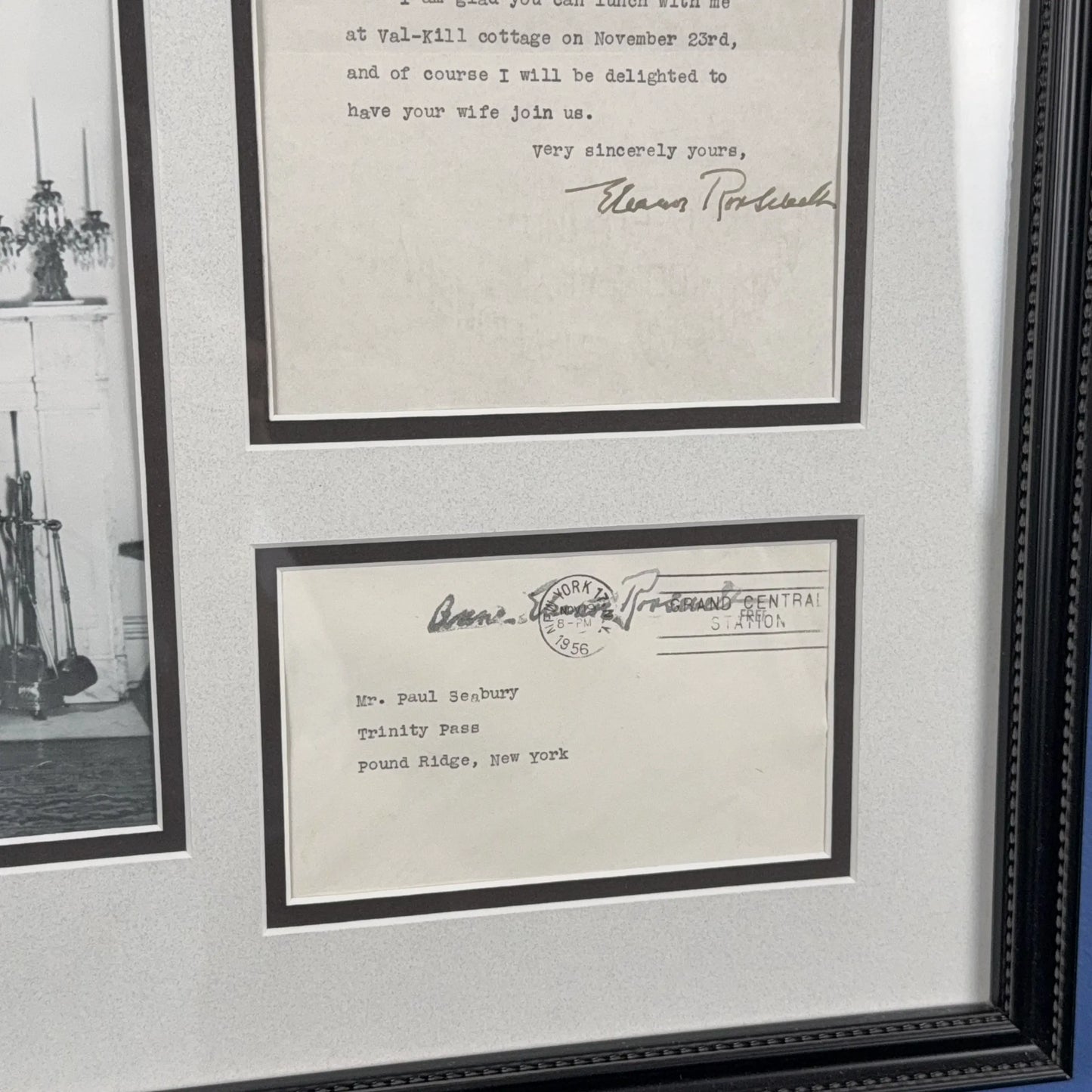 Framed Eleanor Roosevelt signed letter with envelope — Includes photo