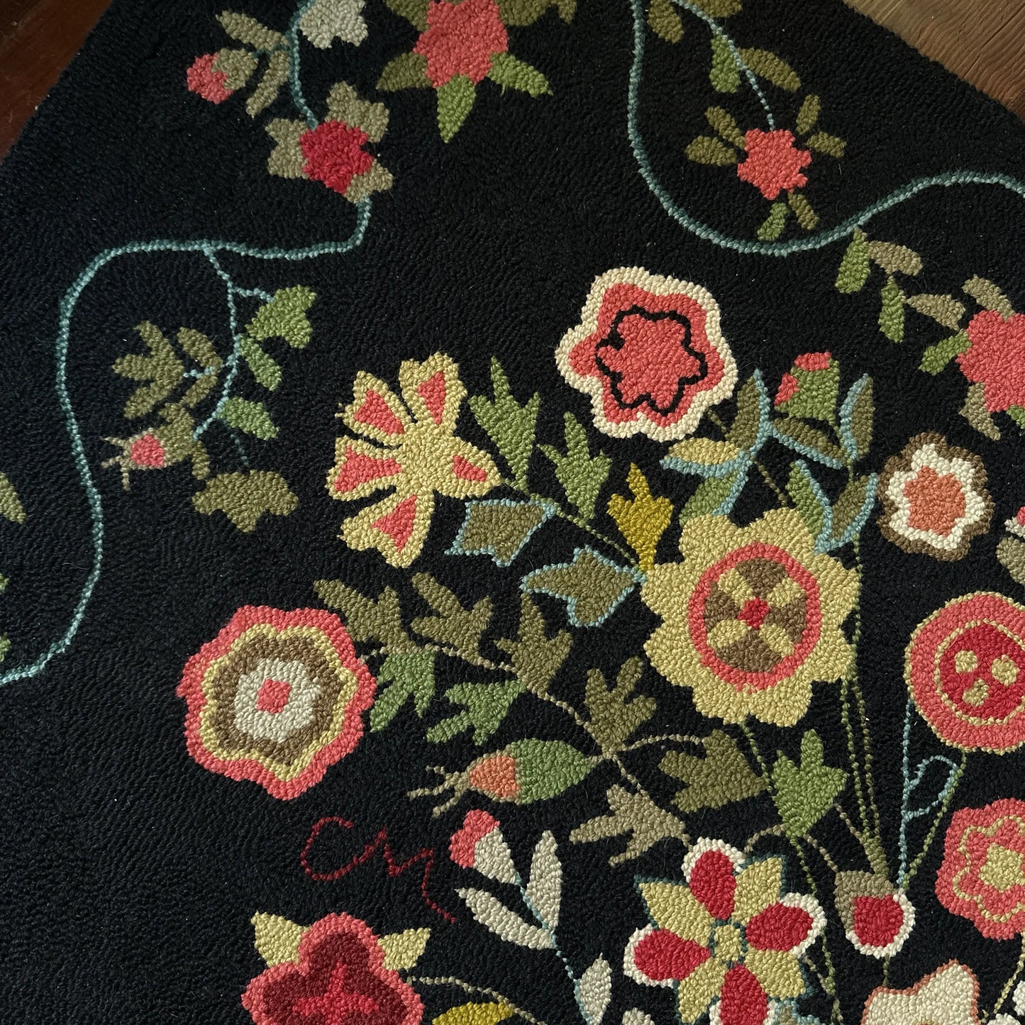 100% wool heirloom-quality hand-made hooked rug by Claire Murray