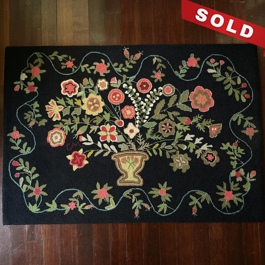 100% wool heirloom-quality hand-made hooked rug by Claire Murray