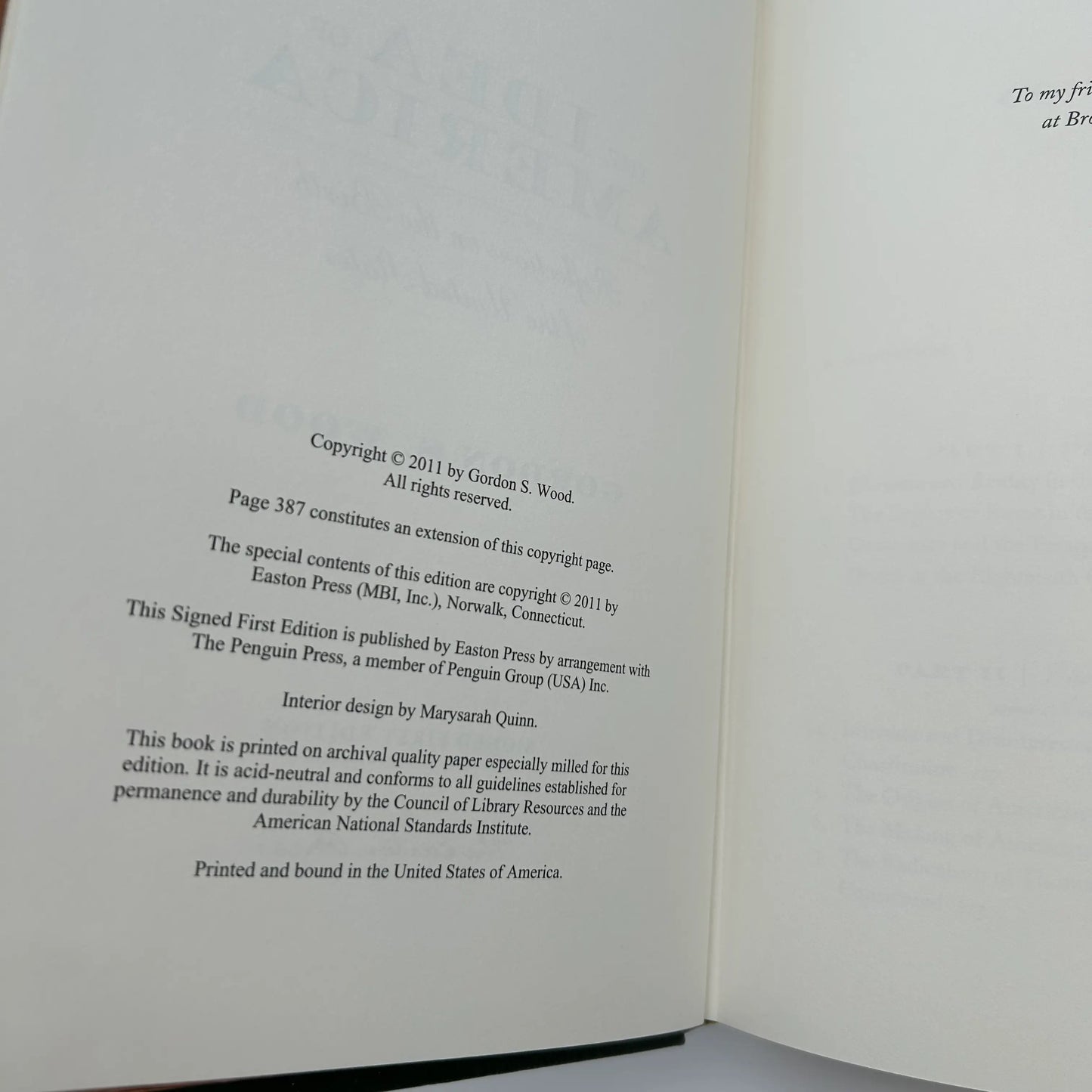 "The Idea of America" Signed by Gordon S. Wood - Leather-bound, gilt-edged Easton Press edition