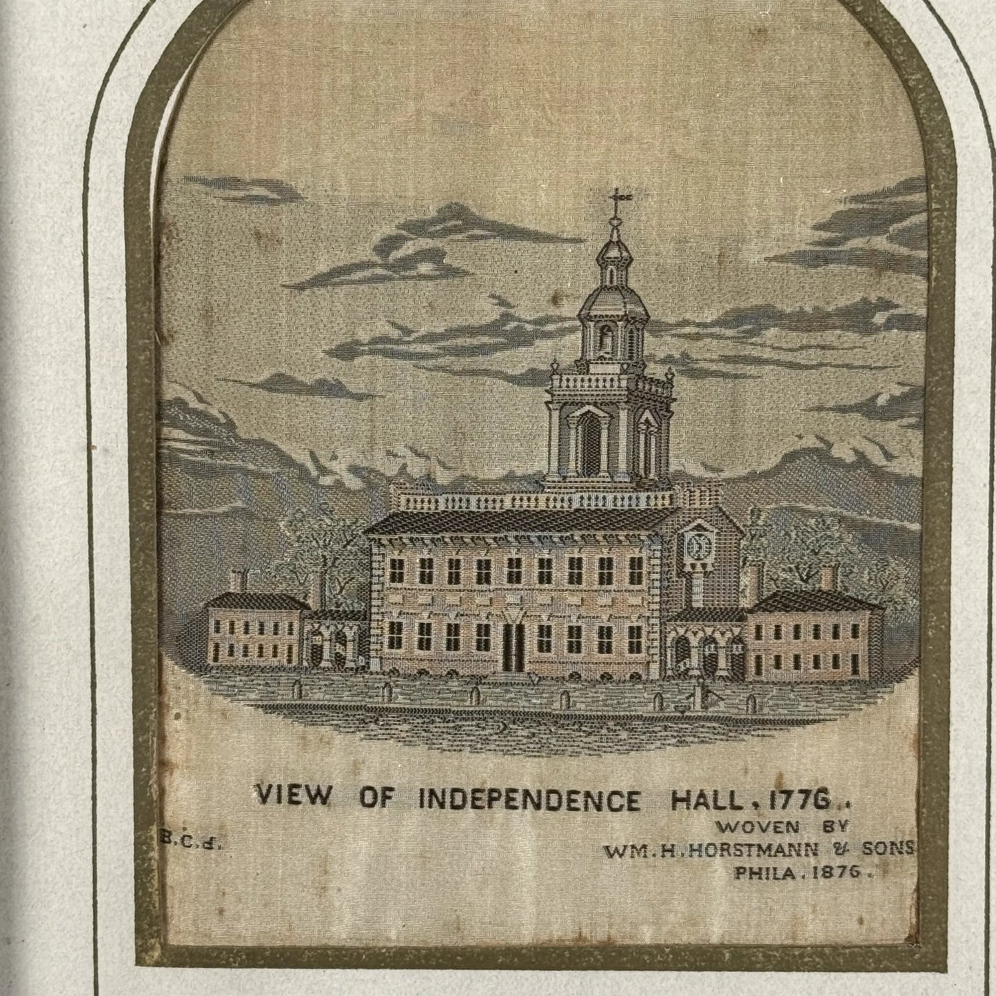 "View of Independence Hall, 1776" — Silk woven in 1876 for the Centennial