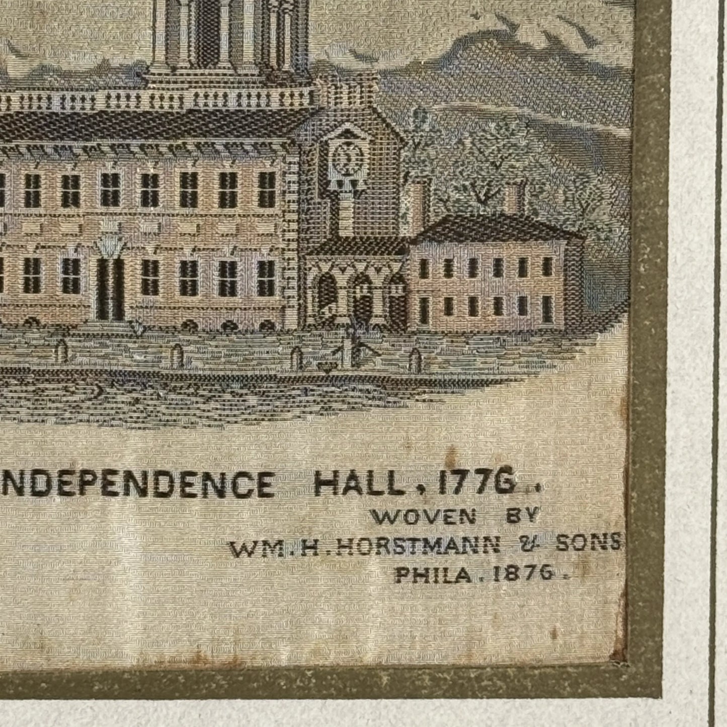 "View of Independence Hall, 1776" — Silk woven in 1876 for the Centennial