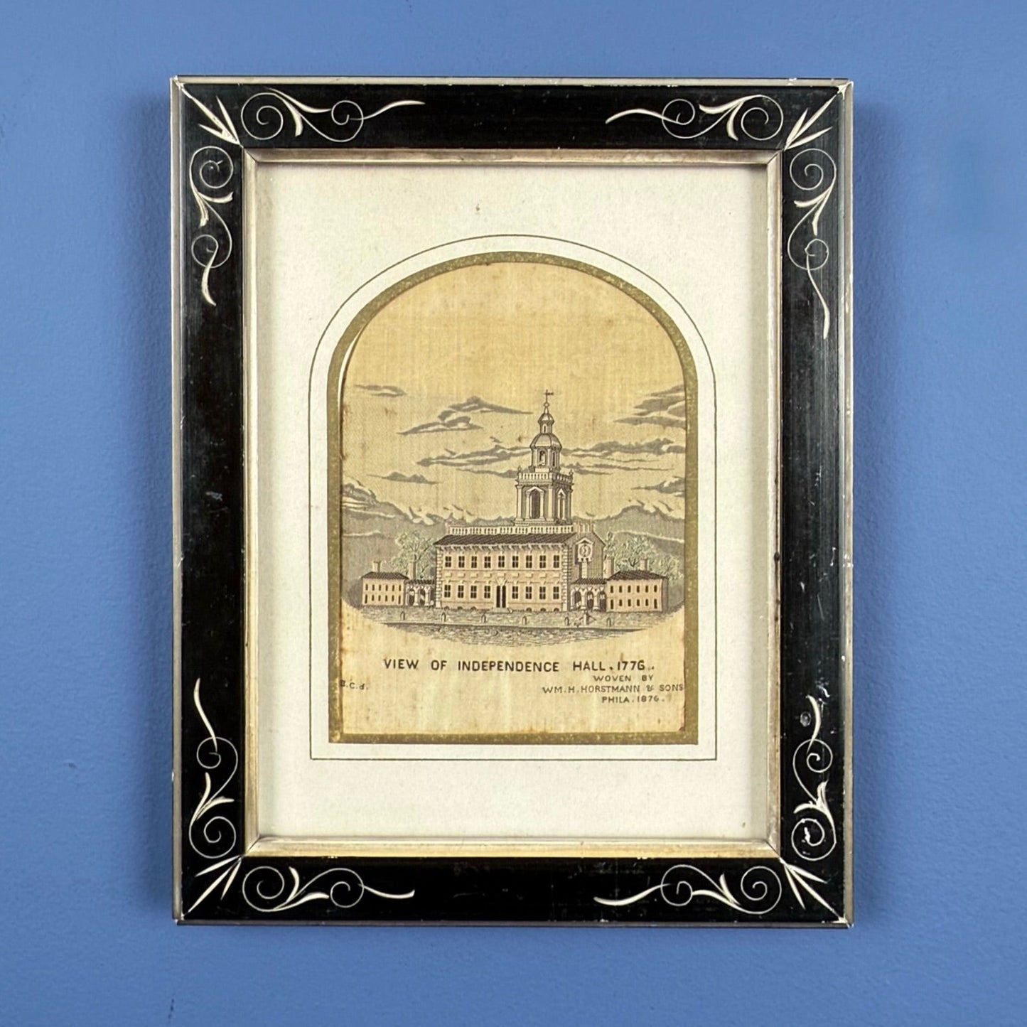 "View of Independence Hall, 1776" — Silk woven in 1876 for the Centennial