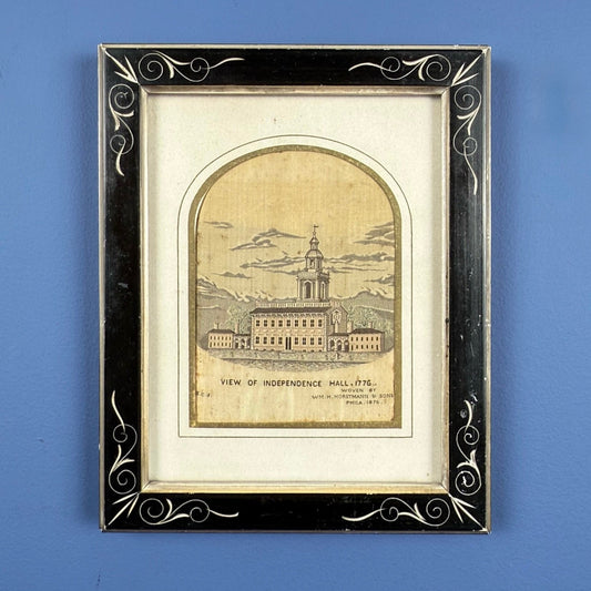"View of Independence Hall, 1776" — Silk woven in 1876 for the Centennial
