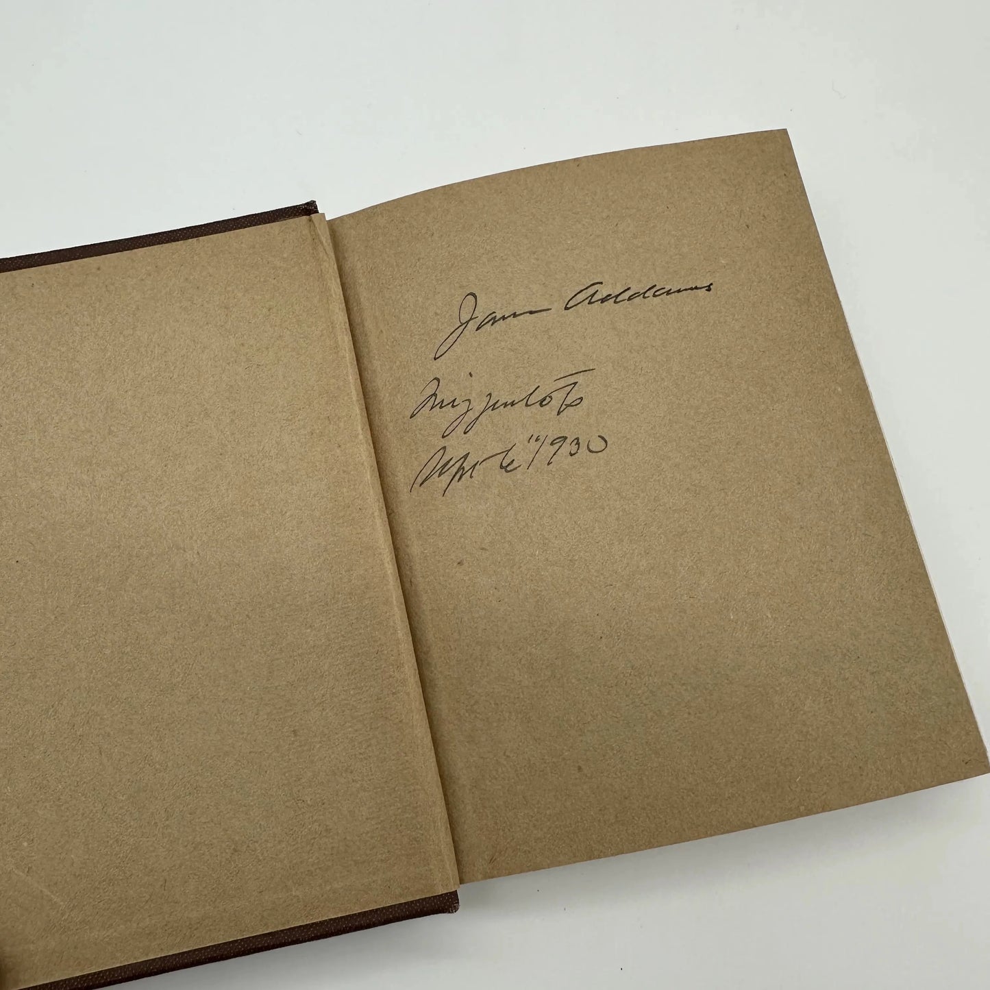 "Twenty Years at Hull-House” signed by the author, Jane Addams, 1923