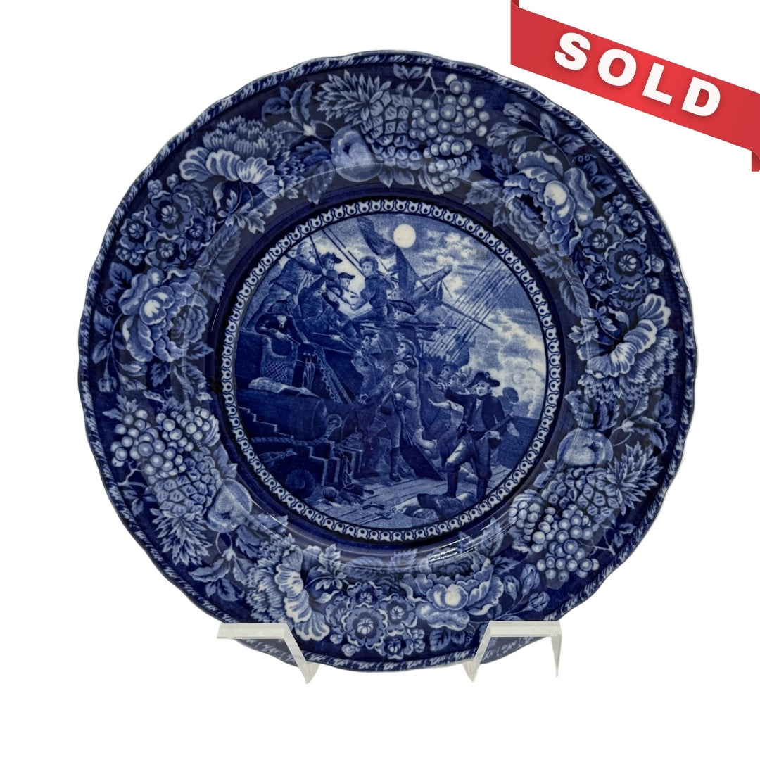 John Paul Jones capturing the Serapis on September 23, 1779 — Historical Staffordshire Plate