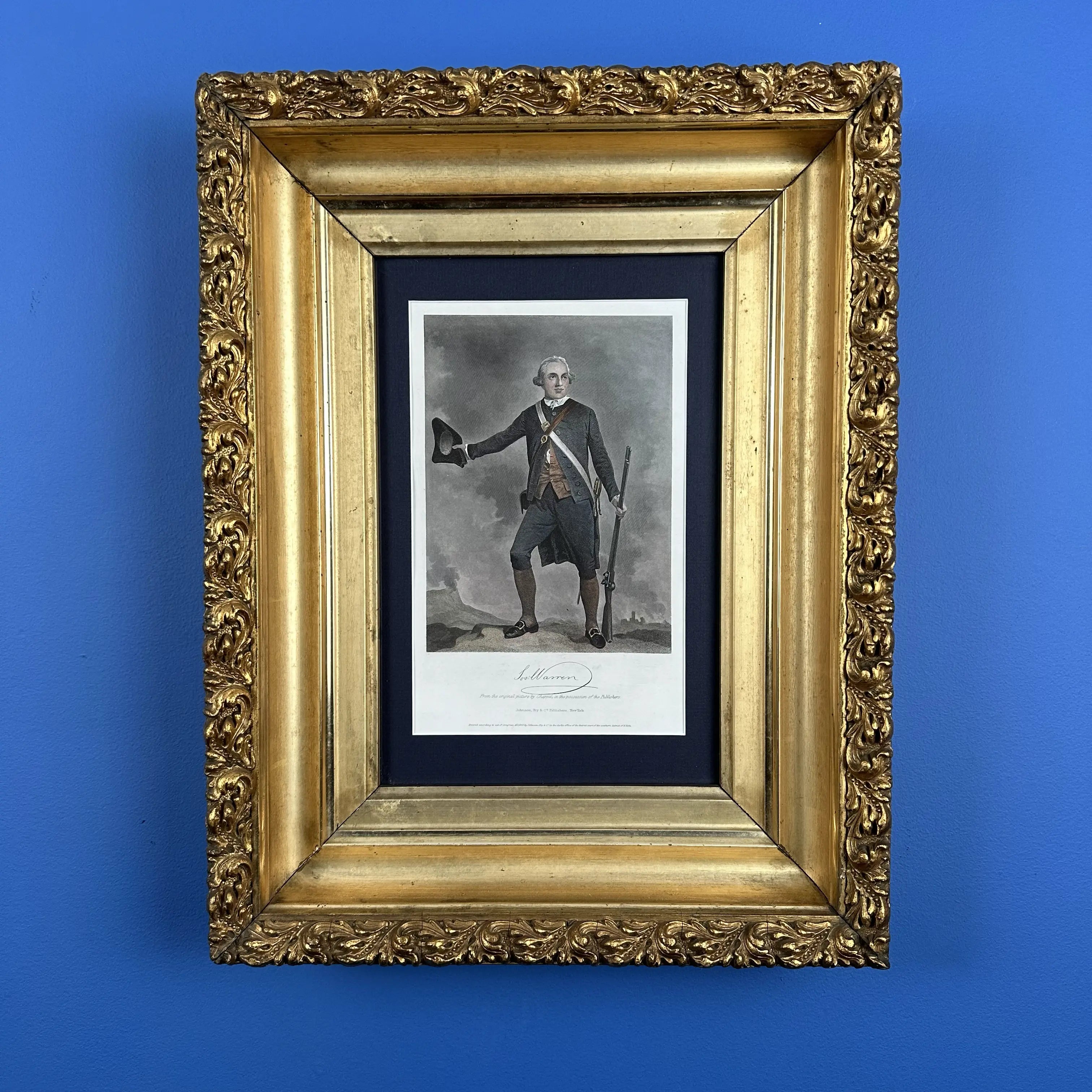 Dr. Joseph Warren — Hand-colored engraving in an ornate gold frame from The History List Store