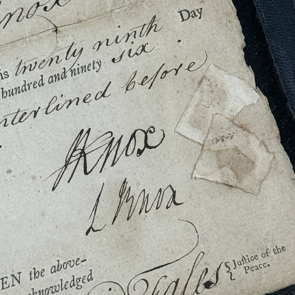 Close-up signature detail from the "Deed signed by Henry Knox and Lucy Knox — 1797" from The History List Store.