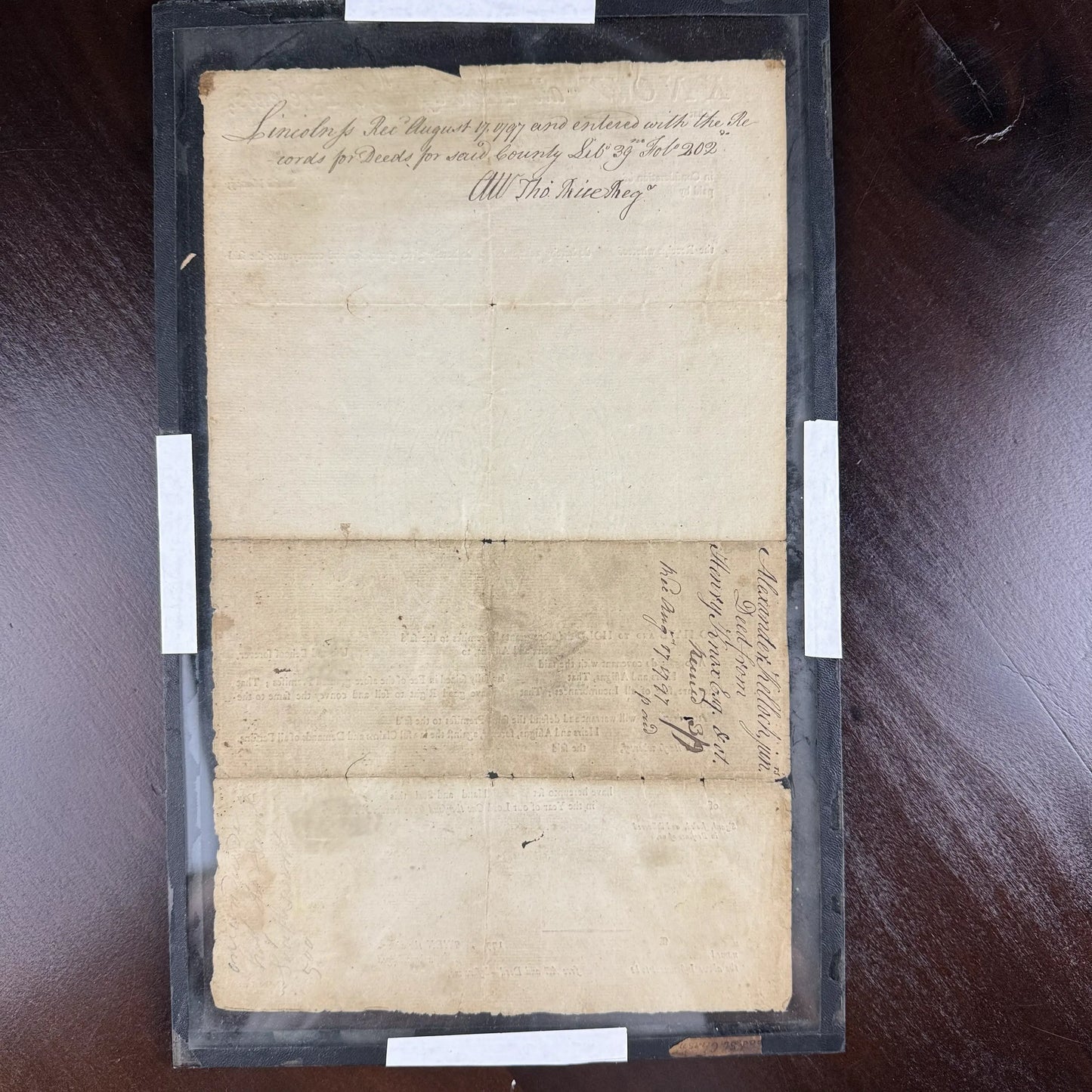 Back view of the "Deed signed by Henry Knox and Lucy Knox — 1797" from The History List Store.