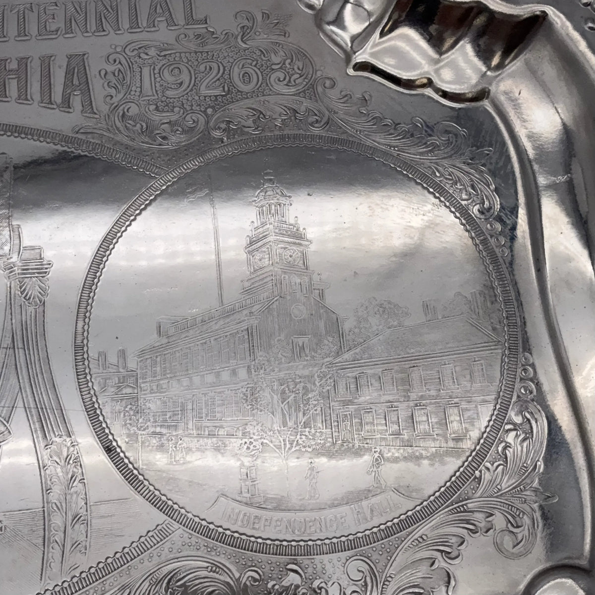 Large Sesqui-Centennial Tray — "150 Years of American Independence."