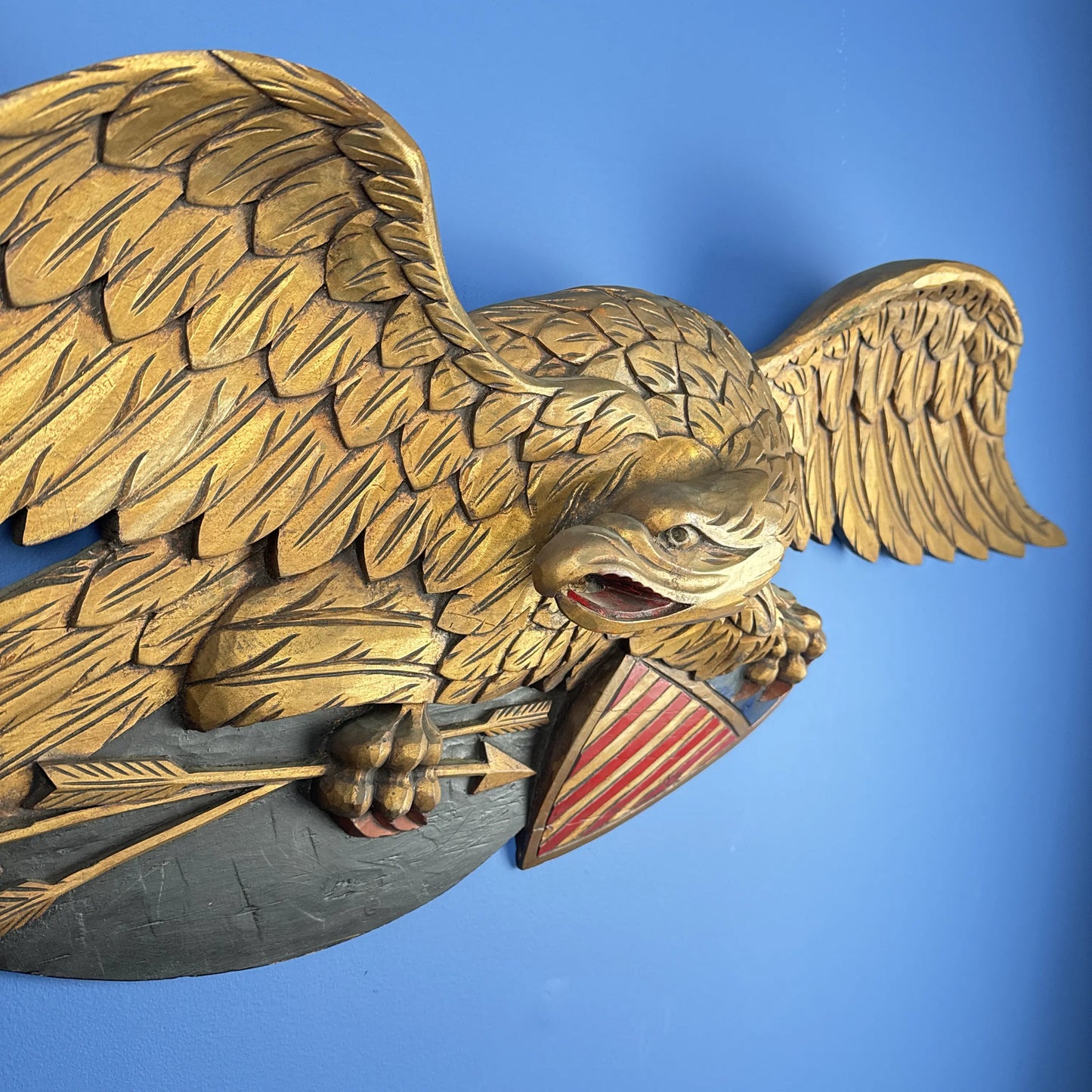 "Louisburg" Large Wooden Eagle — 44" wide —  in the style of John Haley Bellamy