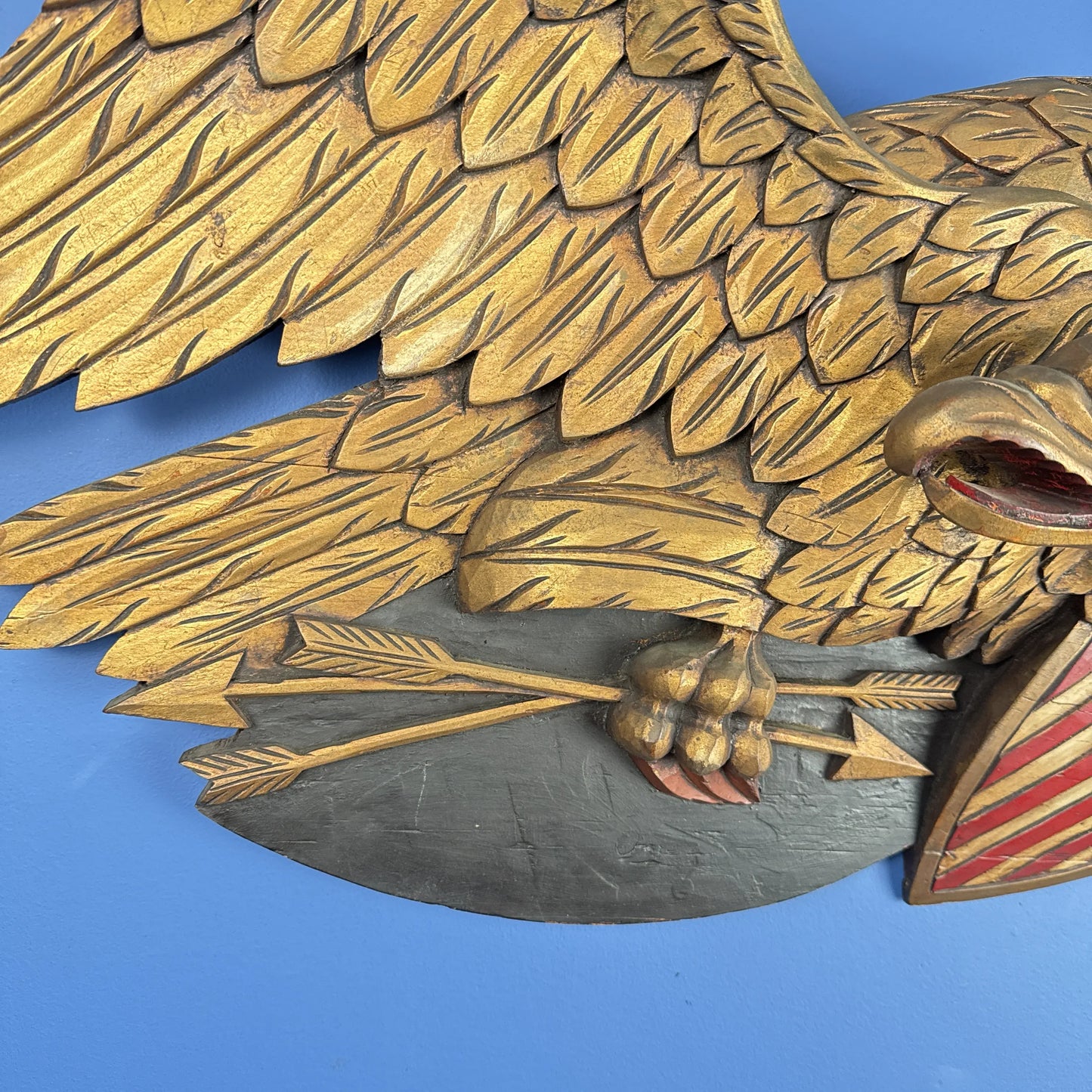 "Louisburg" Large Wooden Eagle — 44" wide —  in the style of John Haley Bellamy