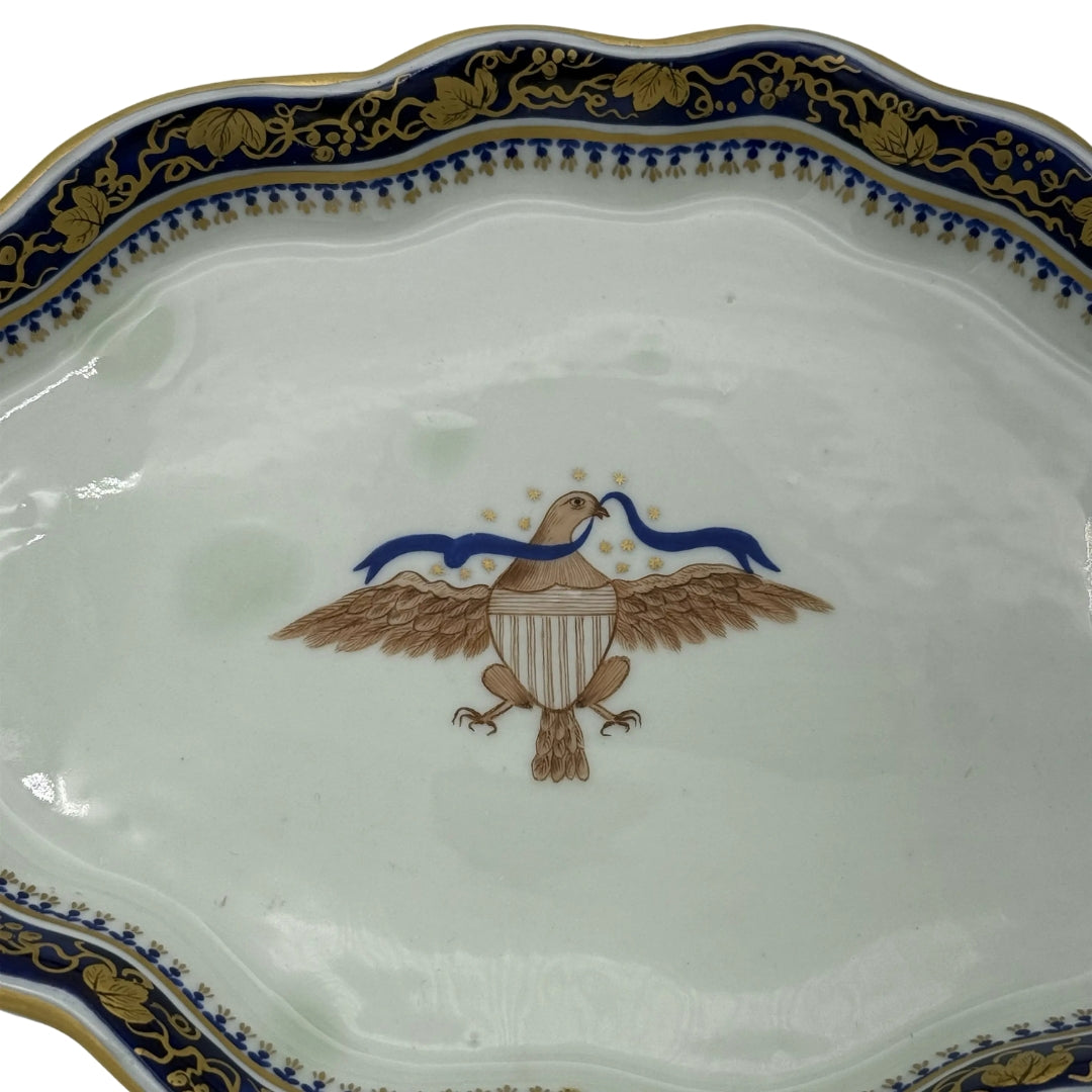 Small Porcelain Dish With Eagle and Banner — Made in Italy — For Mottahedeh