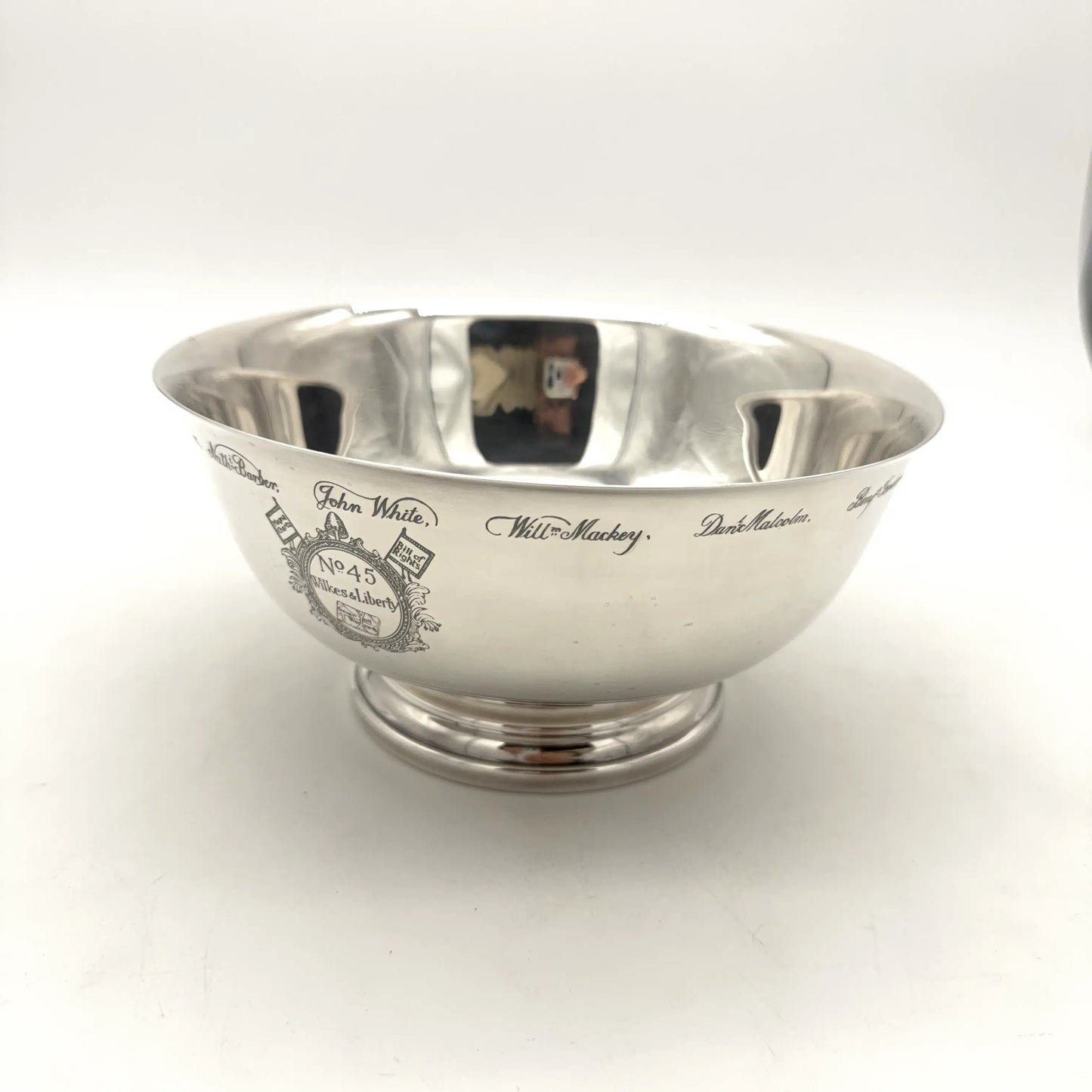The Sons of Liberty Bowl — A silver-plated replica of the one made by Paul Revere