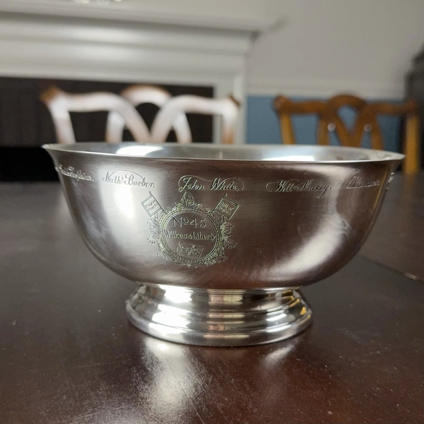 The Sons of Liberty Bowl — A silver-plated replica of the one made by Paul Revere