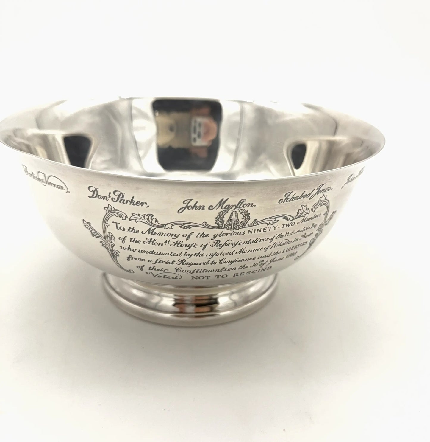 The Sons of Liberty Bowl — A silver-plated replica of the one made by Paul Revere